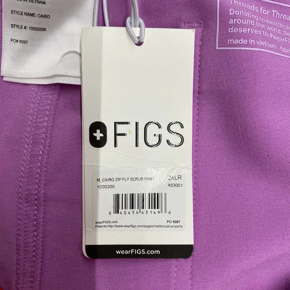 NWT FIGS Cairo Zip Fly Scrub Pants Mens Regular 2XL Pink Stretch Technical Cargo